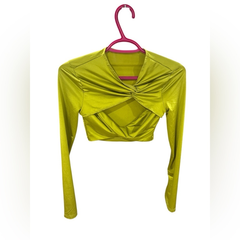 SHEIN Lime Green Long Sleeve Crop Top